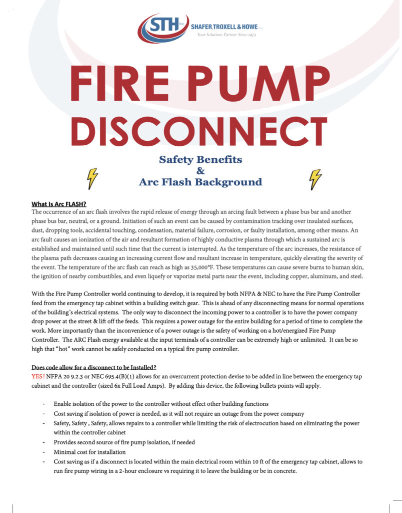 STH whitepaper on the safety benefits of fire pump disconnects